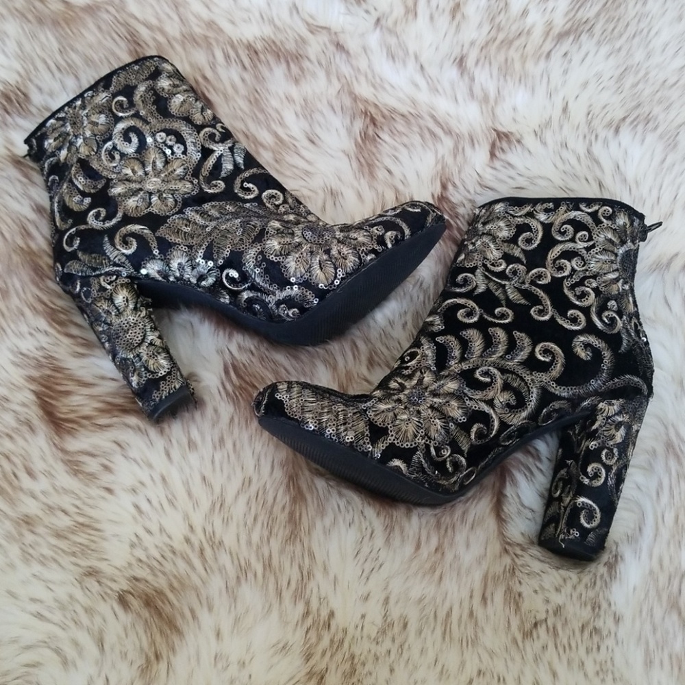 Black and gold booties